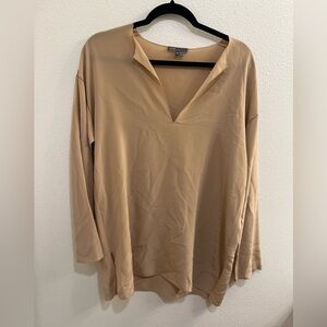 Vince Split Neck Silk Blouse Size Medium